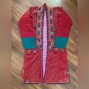 Handmade Traditional Middle Eastern Ornately Embroidered Capan Khalat Robe, S/M